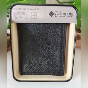 NEW ~ Columbia Tri-Fold Men's Wallet w/ Metal Case Black